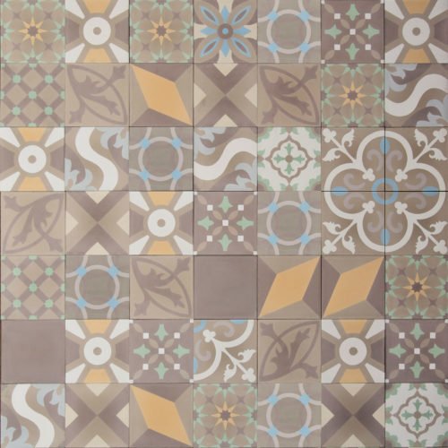 Pastell Fliesen Patchwork Verlegebeispiel 1 | Mosaico Zementfliesen Patchwork Trend Pastell