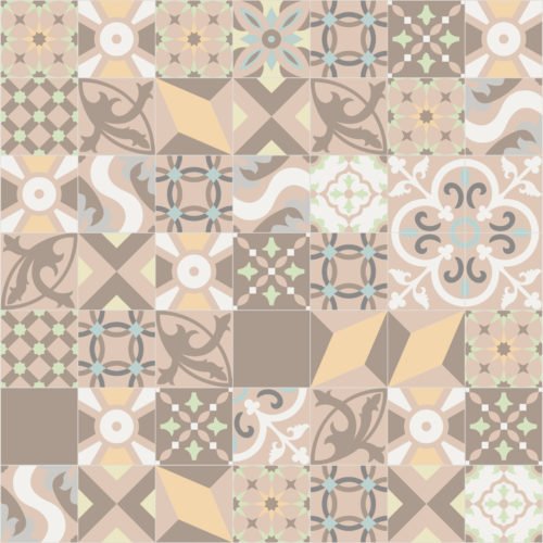 Pastell Fliesen Patchwork Verlegebeispiel 2 | Mosaico Zementfliesen Patchwork Trend Pastell