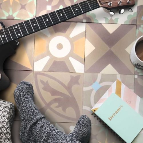 Pastell Fliesen Patchwork ohne Fuge | Mosaico Zementfliesen Patchwork Trend Pastell